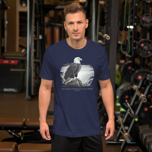 He Giveth Power to the Weak Christian Bible Verse T-Shirt